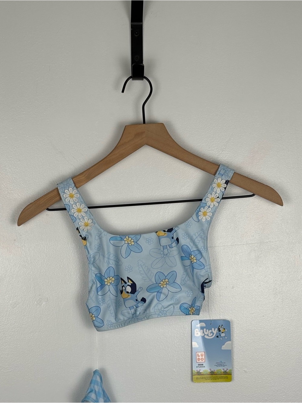 Target Disney BLUEY Light Blue Floral Daisy 2 piece Swimsuit Tankini UPF 50+